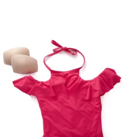 La Blanca Island Goddess Off The Shoulder Ruffle One Piece Swimsuit – Tummy Control Slimming Monokini -Her Room US la blanca labl01 lb8la27 cs1