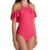 La Blanca Island Goddess Off The Shoulder Ruffle One Piece Swimsuit – Tummy Control Slimming Monokini -Her Room US la blanca labl01 lb8la27 gs