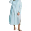 La Cera Plus Size 100% Cotton Woven Nightgown – Long Sleeve with Pintuck and Crochet Details -Her Room US la cera lace01 1060gx gs