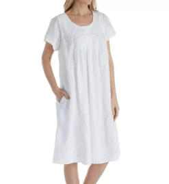 100% Cotton Woven Cap Sleeve Embroidered Nightgown