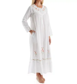 100% Cotton Woven Long Sleeve Long Gown