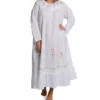 Plus 100% Cotton Woven Long Sleeve Long Gown -Her Room US la cera lace01 1181ax gs