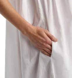 La Cera 100% Cotton Woven Embroidered Pinafore Gown with Faux Pearls - Sleeveless V-Neck Nightgown -Her Room US la cera lace01 1205g cs2