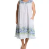 Plus 100% Cotton Woven S/L Border Print Gown -Her Room US la cera lace01 1209gx gs