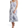 La Cera Blue Floral 100% Cotton Sleeveless Nightgown - Lace Yoke Ruffle Hem -Her Room US la cera lace01 1211g gs