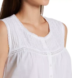 La Cera White 100% Cotton Crochet Sleeveless Gown – Vintage Embroidered Mid-Length Nightgown -Her Room US la cera lace01 1250g cs1