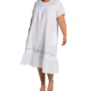 La Cera Plus Size White Floral Embroidered Woven Cotton Nightgown with Pockets -Her Room US la cera lace01 1282gx gs