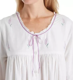 100% Cotton Woven Embroidery Long Sleeve Gown -Her Room US la cera lace01 1283r cs1