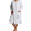 Plus 100% Cotton Woven Embroidery Long Sleeve Gown -Her Room US la cera lace01 1283rx gs