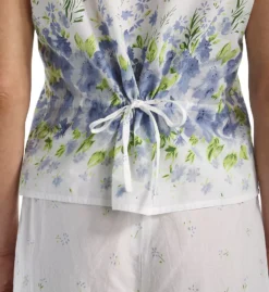 La Cera 100% Cotton Woven Sleeveless Floral Pajama Set – Ruffled Trim & Capri Pants -Her Room US la cera lace01 1487 2 cs1