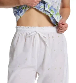 La Cera 100% Cotton Woven Sleeveless Floral Pajama Set – Ruffled Trim & Capri Pants -Her Room US la cera lace01 1487 2 cs2