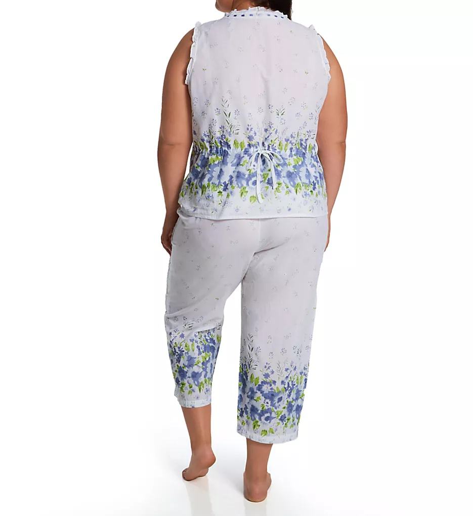 La Cera Plus Size Floral Woven Cotton Sleeveless Pajama Set – Ruffle Lace Sleepwear Set 5 La Cera Plus Size Floral Woven Cotton Sleeveless Pajama Set – Ruffle Lace Sleepwear Set - Image 3