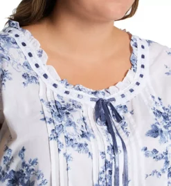 La Cera Plus Size Floral Woven Cotton Sleeveless Pajama Set – Ruffle Lace Sleepwear Set 11 La Cera Plus Size Floral Woven Cotton Sleeveless Pajama Set – Ruffle Lace Sleepwear Set -Her Room US la cera lace01 1487 2x cs1