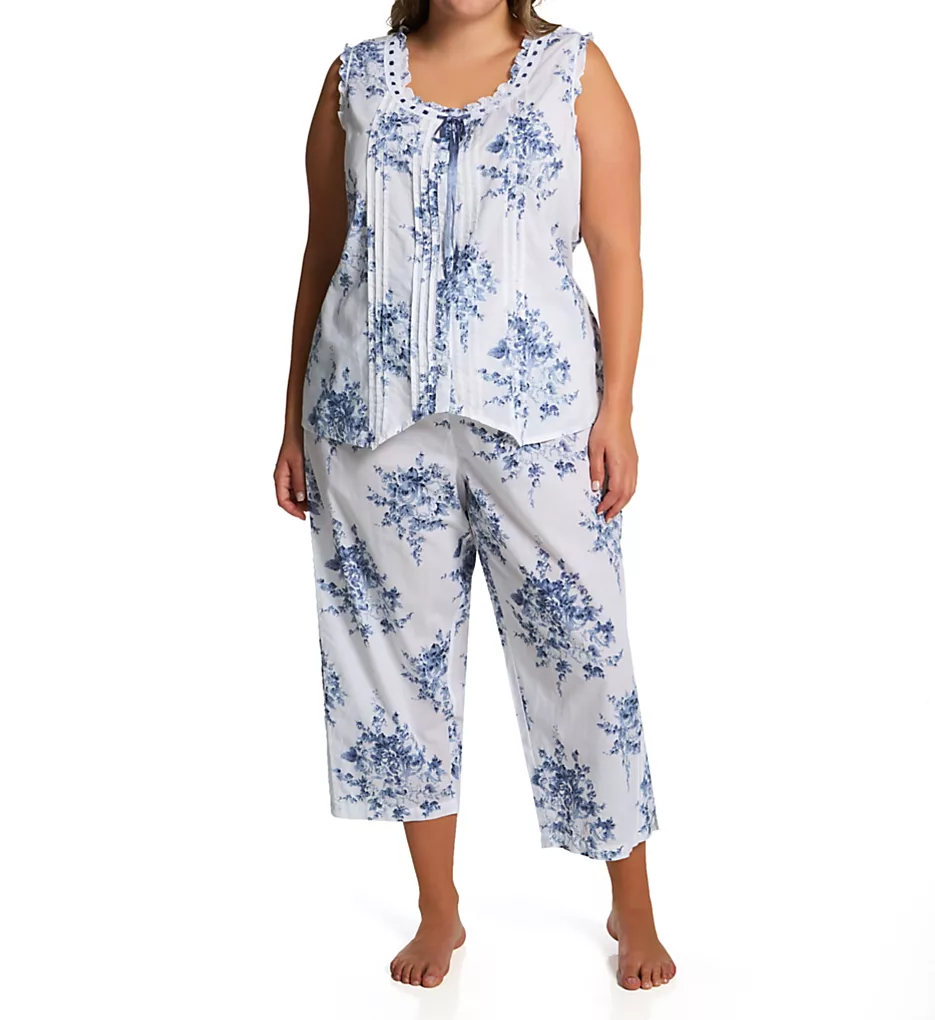 La Cera Plus Size Floral Woven Cotton Sleeveless Pajama Set – Ruffle Lace Sleepwear Set 3 La Cera Plus Size Floral Woven Cotton Sleeveless Pajama Set – Ruffle Lace Sleepwear Set