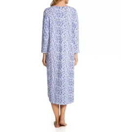 La Cera Blue and White Floral 100% Cotton Knit Long Sleeve Nightgown -Her Room US la cera lace01 1530 bs