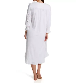 La Cera White Cotton Knit Red Rose Smocked Long Sleeve Nightgown -Her Room US la cera lace01 1538 bs