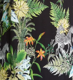 La Cera Tropical Floral Multicolor 100% Cotton Knit Short Sleeve Lounge Dress with Pockets -Her Room US la cera lace01 2523 cs3