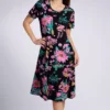 La Cera Tropical Floral Multicolor 100% Cotton Knit Short Sleeve Lounge Dress with Pockets -Her Room US la cera lace01 2523 gs