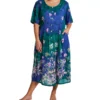 La Cera Plus Size Floral Painted Rayon - Button Front Short Sleeve Long Lounge Dress -Her Room US la cera lace01 2708x gs
