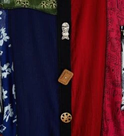 La Cera Button Front Patchwork Rayon Lounge Dress - Sleeveless Mismatched Button Sleepwear -Her Room US la cera lace01 2746 cs1