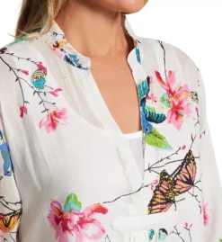 100% Cotton Voile Lined Hummingbird Print Caftan -Her Room US la cera lace01 3055 cs2
