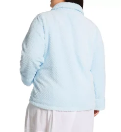 La Cera Plus Size Honeycomb Fleece Bed Jacket – Soft Shawl Collar Button-Front Loungewear (Style 8825X) -Her Room US la cera lace01 8825x bs