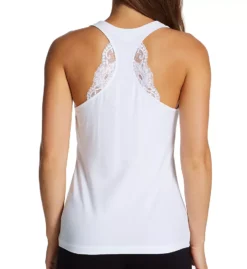 LA PERLA Souple White Cotton T-Back Camisole – Elegant Leavers Lace Racerback Tank -Her Room US la perla lape01 21053 bs