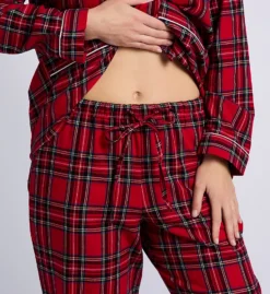 Lanz of Salzburg Classic 100% Cotton Flannel Long Sleeve Pajama Set with Piped Trim -Her Room US lanz of salzburg lanz01 5716839 cs2