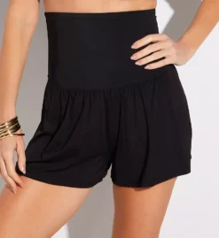 Leilani Solids Control High Waisted Short Swim Bottom – Slimming Wide Leg with Built-in Brief