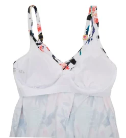 Leilani North Beach Bora Bora White Tropical Floral Underwire Tankini – Ruched V-Neck Swim Top -Her Room US leilani lei01 l721464 cs5