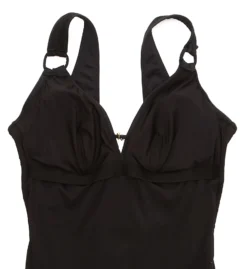 Lise Charmel Sublime Drape Solid Black One Piece Swimsuit – Wireless Bra-Sized with Gold Hardware -Her Room US lise charmel lich01 abb6950 cs6