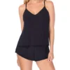 Magicsuit Solid Mila Black Slimming Romper – Modest One Piece Swimsuit with Gold Accents -Her Room US magicsuit mags01 6006036 gs