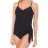 Magicsuit Solid Black Alex Underwire Tankini Top – Asymmetrical Side-Tie Surplice Swimwear -Her Room US magicsuit mags01 6006040 gs