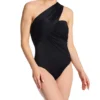 Magicsuit Solid Goddess One Shoulder Slimming One Piece Swimsuit – Asymmetrical Draped Design -Her Room US magicsuit mags01 6006074 gs