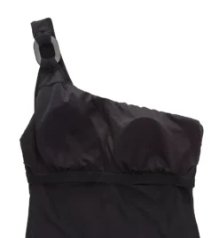 Magicsuit Solid Amal Black One-Shoulder Slimming One Piece - Wireless Tiered Overlay Swimsuit -Her Room US magicsuit mags01 6008041 cs2