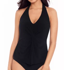 MagicSuit Mallory Twist-Front Halter Tankini Top – Slimming A-Line Modest Swimwear
