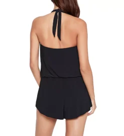 Magicsuit Black Drape Solids Brooke Romper – Underwire Halter One Piece Swimsuit -Her Room US magicsuit mags01 6012264 bs