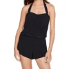 Magicsuit Black Drape Solids Brooke Romper – Underwire Halter One Piece Swimsuit -Her Room US magicsuit mags01 6012264 gs