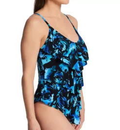 Magicsuit Pop Diva Rita Blue Floral Tiered Tankini Top – Ruffled Slimming Swimwear -Her Room US magicsuit mags01 6016744 fs