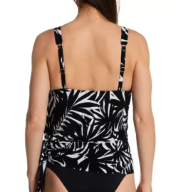 Magicsuit Winnie Black & White Palm Leaf Underwire Tankini - Draped Side-Tie Swim Top -Her Room US magicsuit mags01 6017376 bs