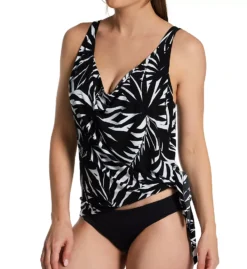 Magicsuit Winnie Black & White Palm Leaf Underwire Tankini - Draped Side-Tie Swim Top