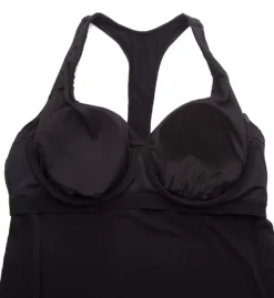 Magicsuit Plus Size Taylor Tankini Swim Top – Black Multi-Color Floral Handkerchief Hem Racerback -Her Room US magicsuit mags01 606052w cs6