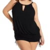 MagicSuit Susan Midnight Black Blouson - Plus Size One Piece Swim Dress with Adjustable Side Ties