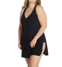 Magicsuit Plus Size Black Jersey Tennis Skirt Swim Bottom – High-Waisted Slimming Skort with Built-in Brief -Her Room US magicsuit mags01 608071w cs2