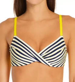 MARIE JO Manuela Sunny Yellow Striped Full Cup Underwire Bikini Top – Textured Jacquard with Twisted Front -Her Room US marie jo mjo01 1003610 fs