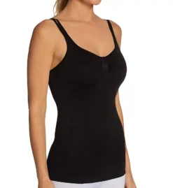 MeMoi Black Seamless Double-Knit – Ribbed Support Targeted Shaping Sports Camisole