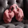 Beverly Faux Fur Open Toe Plush Slipper – Crisscross Strap Memory Foam House Shoe -Her Room US memoi sm001 mzp05445 gs