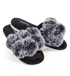 Luxe Pom-Pom Open Toe Plush Slippers -Her Room US memoi sm001 mzp05446 cs1