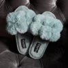 Luxe Pom-Pom Open Toe Plush Slippers -Her Room US memoi sm001 mzp05446 gs