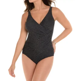 Miraclesuit Pin Point Polka Dot Oceanus – Tummy Control Surplice One Piece Swimsuit